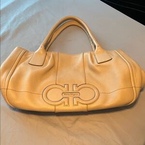 Salvatore Ferragamo Tan/cream Leather Shoulder Bag